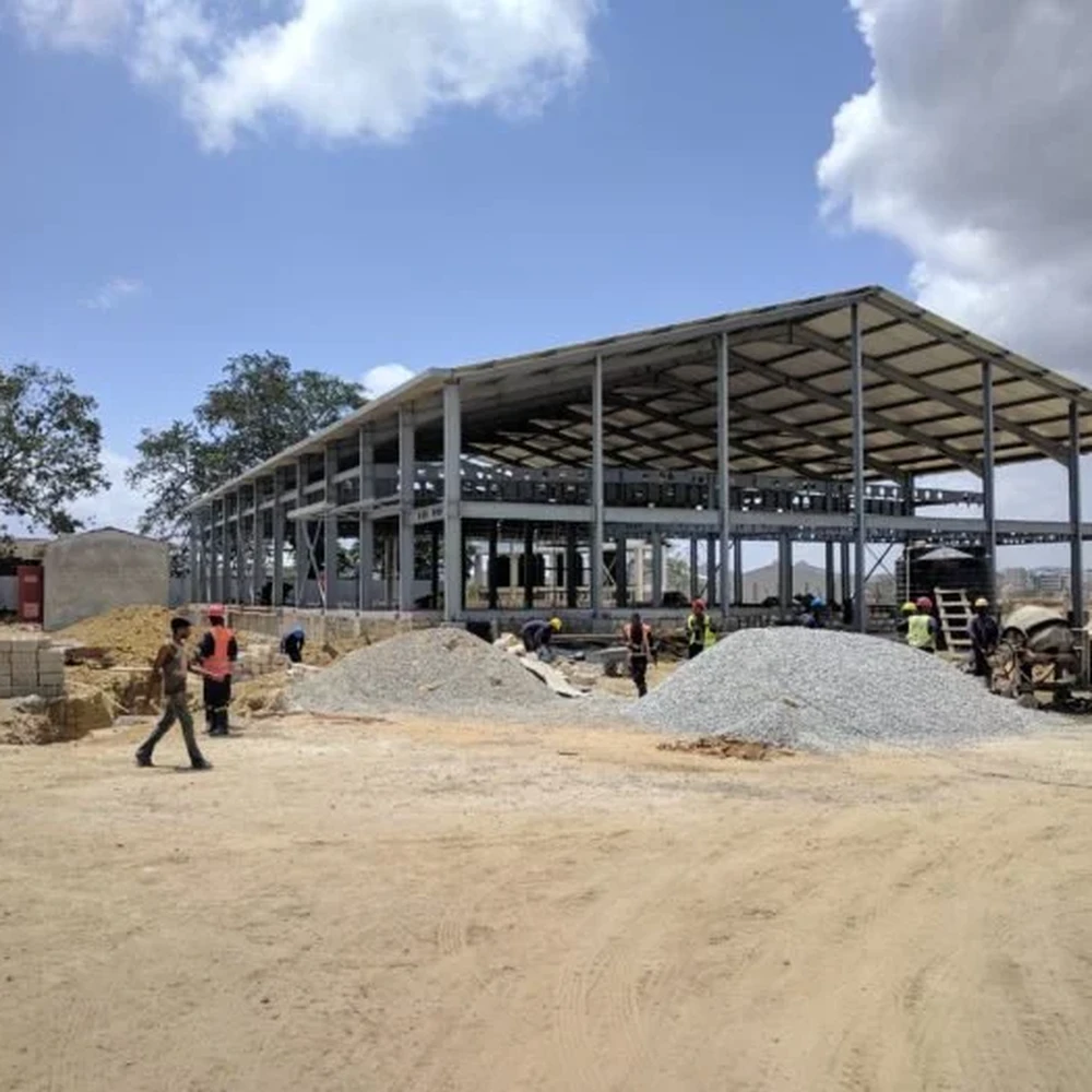 An iColo facility under construction in Mombasa, steel frame and site works