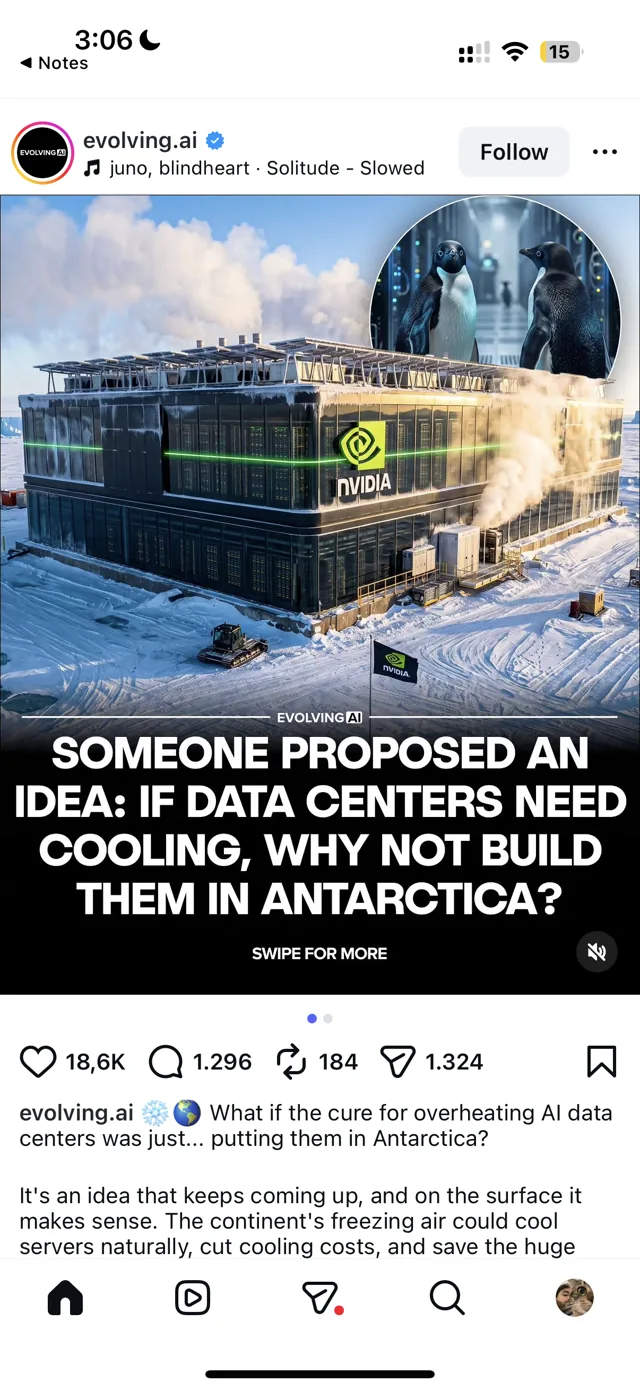 Viral post proposing data centres in Antarctica