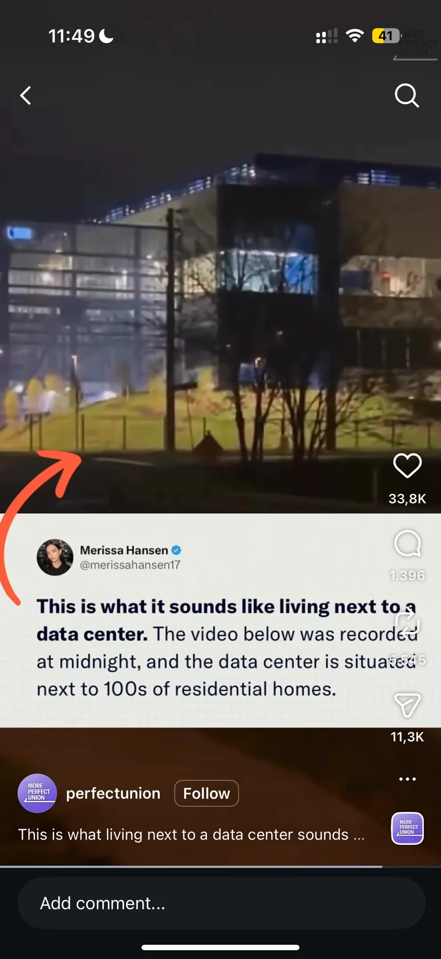 Short-form video reposting the same data-centre clip