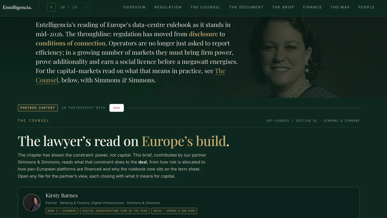 A labelled legal brief from the Europe chapter, contributed by a named author