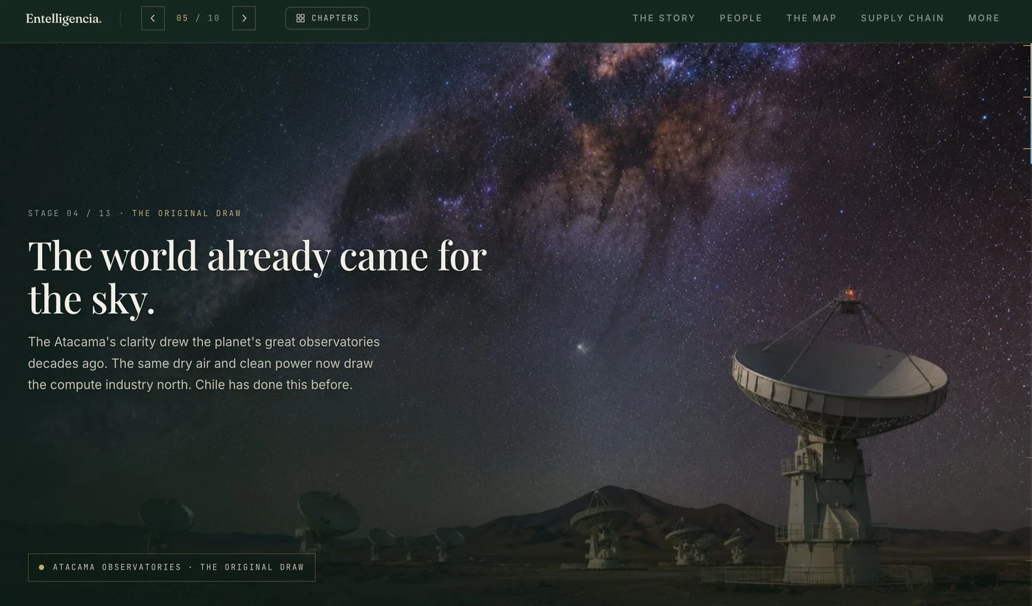 The Atacama scrollytelling narrative from the Chile chapter